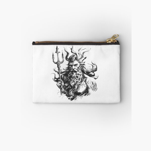 Item preview, Poseidon with Trident Black and White Mythology Illustration designed and sold by inkoutninja.