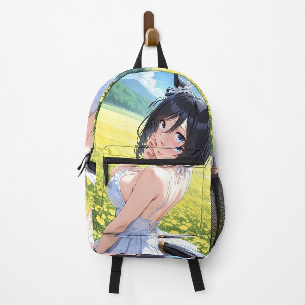 Item preview, Eishin Flash Uma Musume Pretty Derby Flower Field Mountains Back View designed and sold by Tokyonomad.