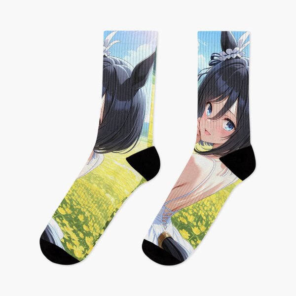 Item preview, Eishin Flash Uma Musume Pretty Derby Flower Field Mountains Back View designed and sold by Tokyonomad.