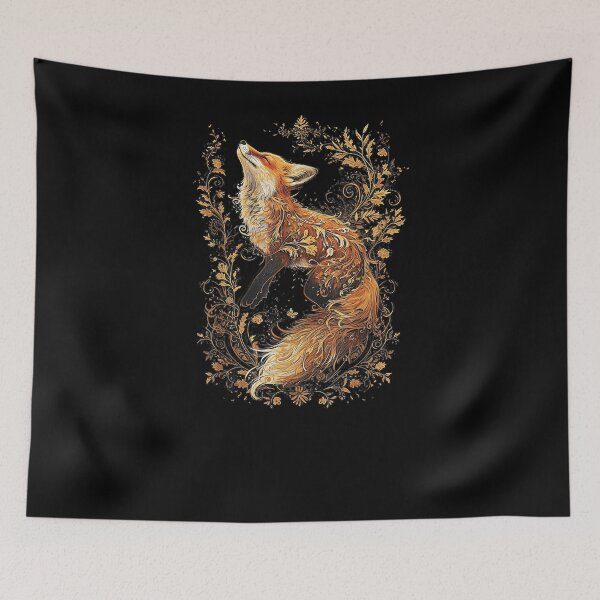 Item preview, Fox Silhouette With Flowers Cottagecore Aesthetic Woodland Animal designed and sold by alber-garnell.