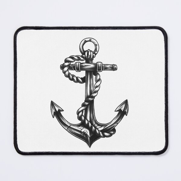 Item preview, Vintage Anchor with Rope Black and White Nautical Illustration designed and sold by inkoutninja.