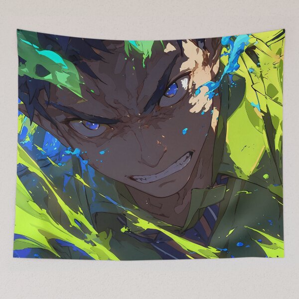 Item preview, Wild Amaimon Blue Exorcist chaotic energy vibrant supernatural anime intensity designed and sold by Tokyonomad.