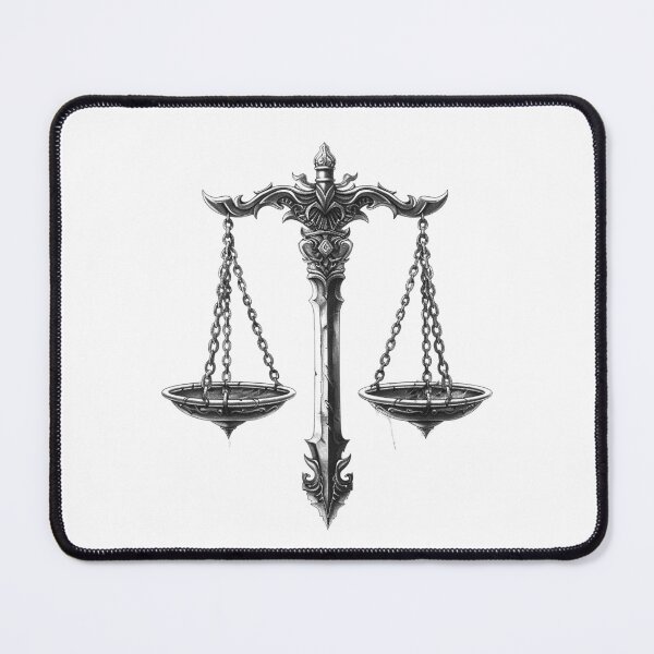 Item preview, Ornate Balance Scales Black and White Justice Illustration designed and sold by inkoutninja.