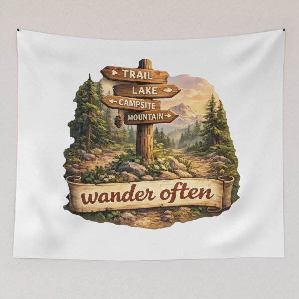 Item preview, Mountain Trail Sign Wilderness designed and sold by jgvisualarts.