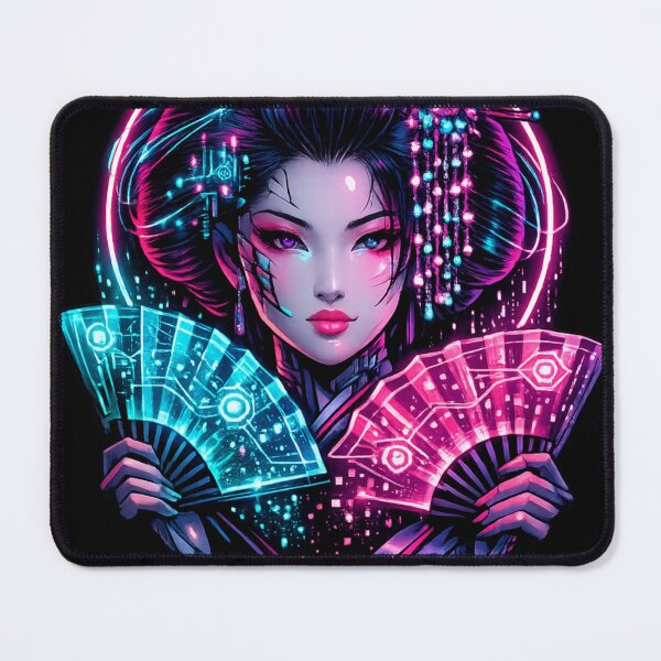 Item preview, Camiseta de fan art futurista japonés con estética de geisha neón estilo cyberpunk y samurái neón. designed and sold by JonelCrafts.