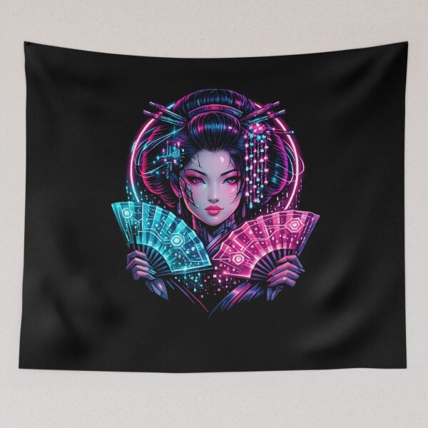 Item preview, Cyberpunk Geisha Neon Samurai Aesthetic Japanese Futuristic Fan Art Shirt designed and sold by JonelCrafts.