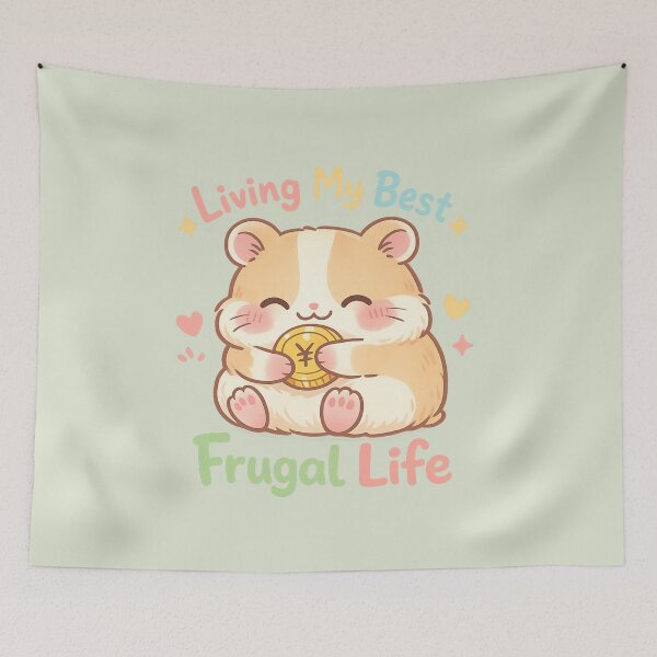 Item preview, Cute Frugal Hamster Hugging Coin | Kawaii Cozy Budget Life Aesthetic designed and sold by PopCulturePixel.