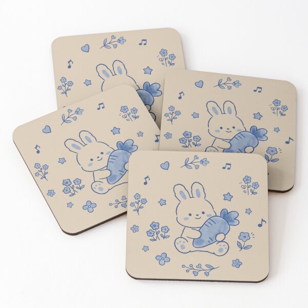 Item preview, blue bunny carrot aesthetic black background designed and sold by bosamji.