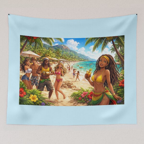Item preview, Tropical Beach Party Vibes- Island Life Summer Illustration  designed and sold by digitalbob60.