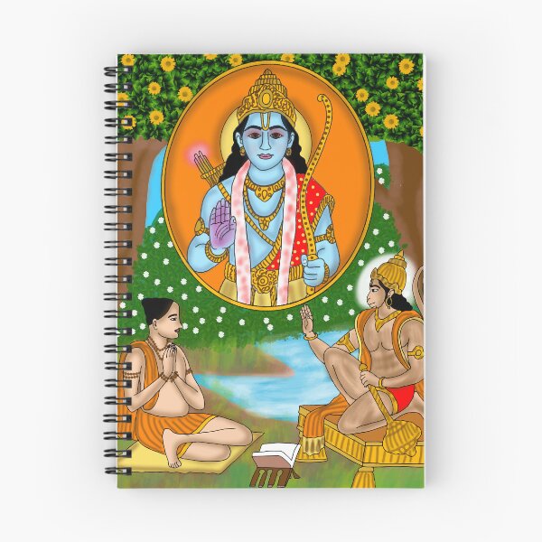 Item preview, Hanuman Reciting the Ramayana to Tulsidas – Devotional Hindu Artwork designed and sold by Harshit_Digital_Arts.