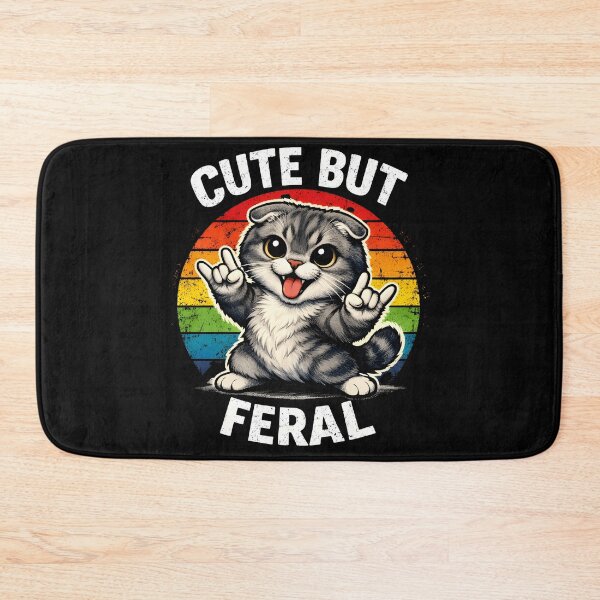 Item preview, Cute But Feral Scottish Fold Cat Lover Retro Vintage Sunset designed and sold by JerdbordinShop.