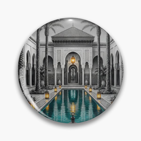 Item preview, Moroccan Riad – Inner Courtyard, Lanterns and Night Pool designed and sold by houmate.