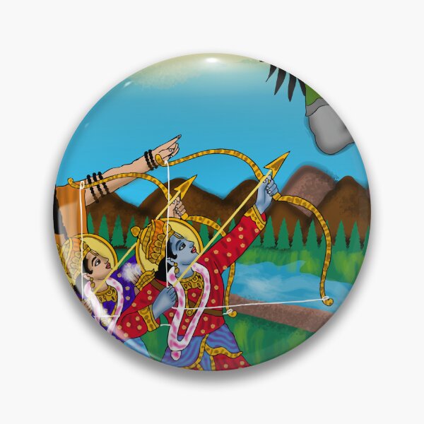 Item preview, Rama and Lakshmana Defeating Tadka – Epic Ramayana Battle Art designed and sold by Harshit_Digital_Arts.