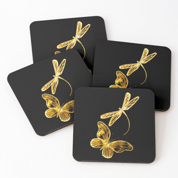 Item preview, Golden Butterflies on Black designed and sold by Linda Callaghan.