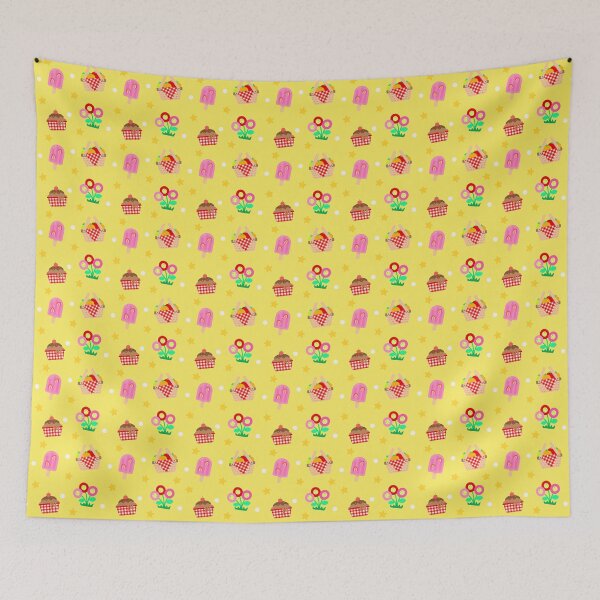 Item preview, Cute Camping Picnic Pattern with Basket Fruits Ice Cream and Floral for Spring Summer Kids Party designed and sold by nuchz.