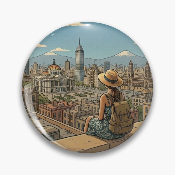 Item preview, Vintage Solo Female Travel Mexico City - Mexico Travel Illustration designed and sold by Bloom & Quiet .