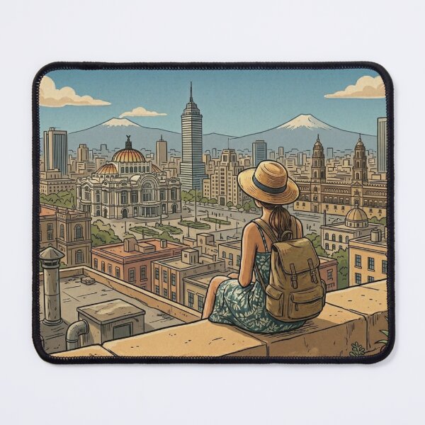 Item preview, Vintage Solo Female Travel Mexico City - Mexico Travel Illustration designed and sold by Bloom & Quiet .