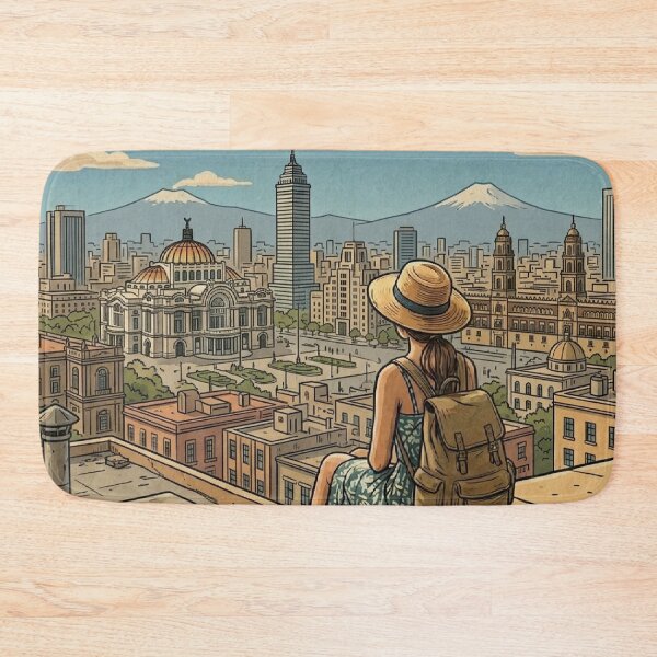 Item preview, Vintage Solo Female Travel Mexico City - Mexico Travel Illustration designed and sold by Bloom & Quiet .