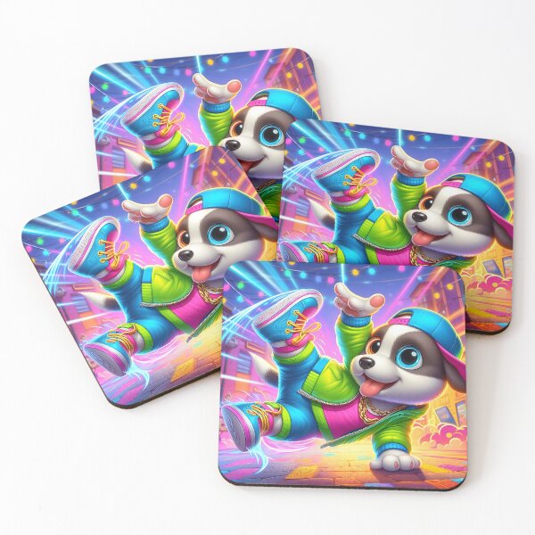 Item preview, Cute Neon Dog Breakdance Cartoon designed and sold by CuteThingsWorld.