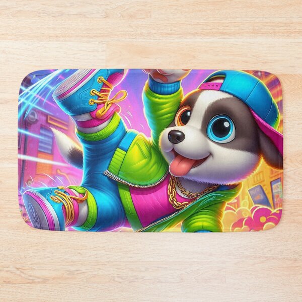Item preview, Cute Neon Dog Breakdance Cartoon designed and sold by CuteThingsWorld.
