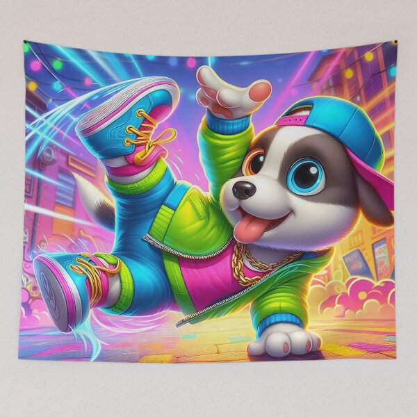 Item preview, Cute Neon Dog Breakdance Cartoon designed and sold by CuteThingsWorld.