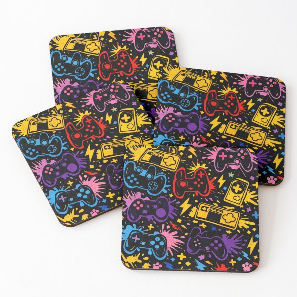 Item preview, Neon Gaming Pattern - Colorful Retro Video Game Controllers designed and sold by myforestfog.