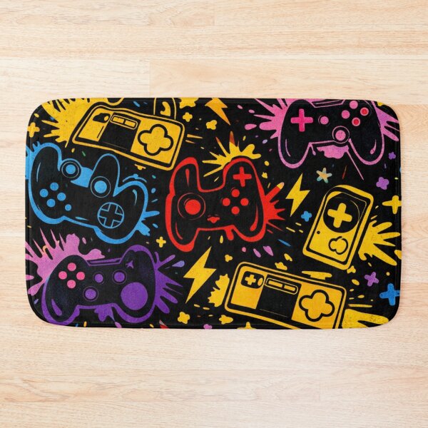 Item preview, Neon Gaming Pattern - Colorful Retro Video Game Controllers designed and sold by myforestfog.
