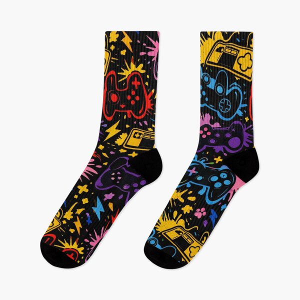 Item preview, Neon Gaming Pattern - Colorful Retro Video Game Controllers designed and sold by myforestfog.