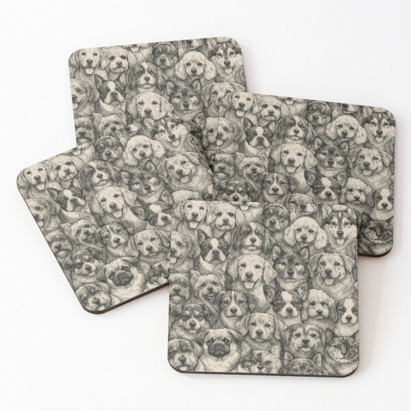 Item preview, Vintage Dog Breeds Sketch - Detailed Pencil Puppy Pattern designed and sold by myforestfog.
