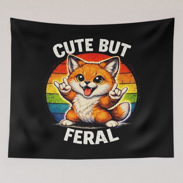 Item preview,  Cute But Feral Fox Funny Fox Lover Retro Vintage Sunset  designed and sold by JerdbordinShop.