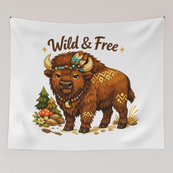 Item preview, Cute Forest Bison – Cozy Woodland Animal Illustration designed and sold by myforestfog.