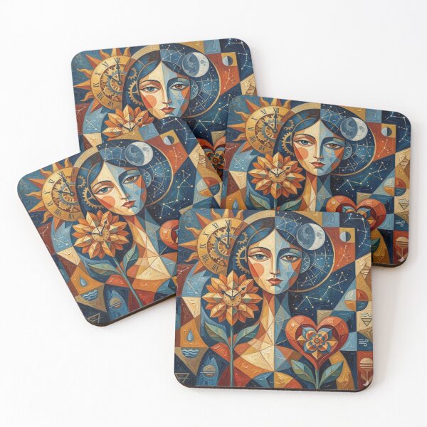 Item preview, Celestial Woman Sun Moon Cubist Art Print designed and sold by Crafty Indrani.