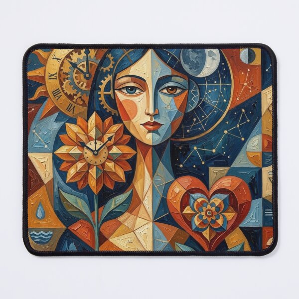 Item preview, Celestial Woman Sun Moon Cubist Art Print designed and sold by Crafty Indrani.