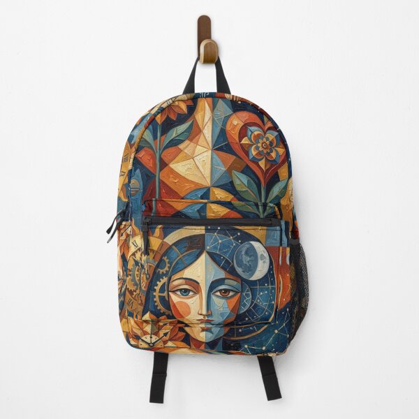Item preview, Celestial Woman Sun Moon Cubist Art Print designed and sold by Crafty Indrani.