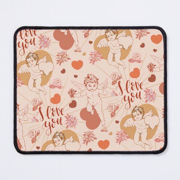 Item preview, Vintage Cupid Love Pattern – Retro Valentine Angels Hearts Seamless Design designed and sold by SeoulInkSoul.