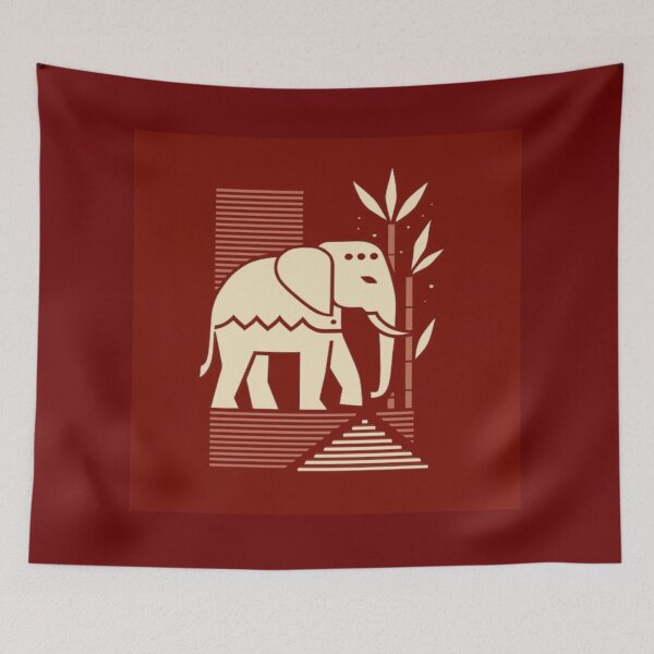 Item preview, Elephant bamboo geometric drawing  designed and sold by NivyasArtistry.