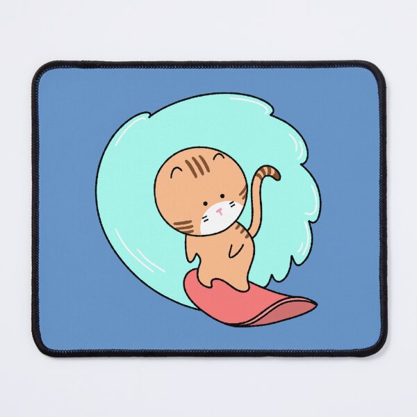Item preview, Cute Tabby Cat Surfing on a Big Blue Wave Illustration designed and sold by ubborn.