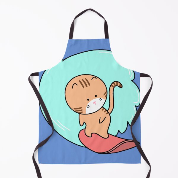 Item preview, Cute Tabby Cat Surfing on a Big Blue Wave Illustration designed and sold by ubborn.
