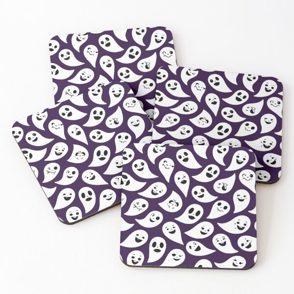 Item preview, Cute Ghost Pattern Halloween Design – Kawaii Spooky Seamless Purple Background Illustration designed and sold by anandsiva2703.