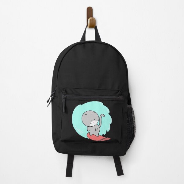 Item preview, Cute Gray Cat Surfing on a Big Blue Wave Illustration designed and sold by ubborn.