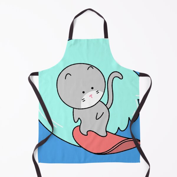 Item preview, Cute Gray Cat Surfing on a Big Blue Wave Illustration designed and sold by ubborn.