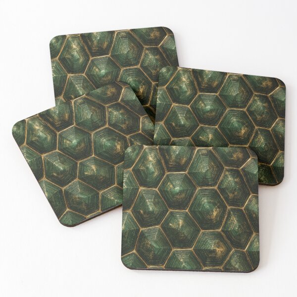 Item preview, Luxury Green and Gold Turtle Shell Pattern, Botanical Geometric Nature Print, Dark Emerald Organic Texture, Premium Abstract Design designed and sold by TheSlowShore.