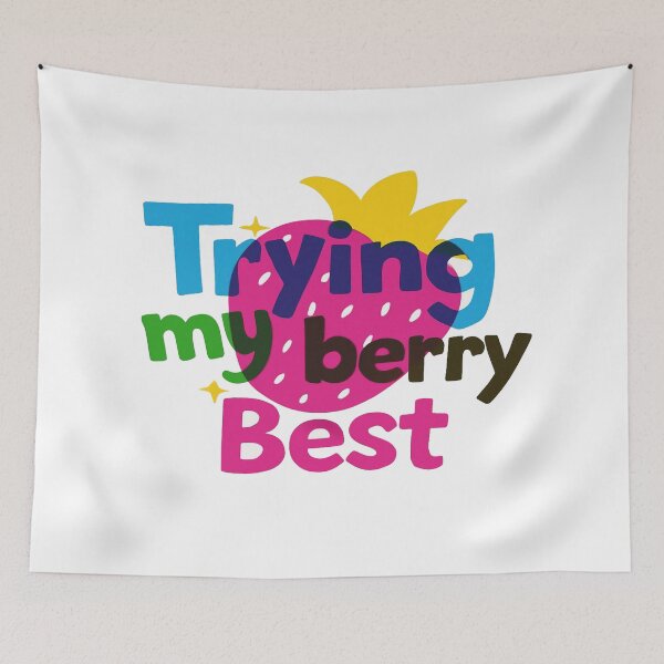 Item preview, Trying My Berry Best Cute Strawberry Pun | Positive Motivation Aesthetic Quote Design designed and sold by Bright Nest Studio.