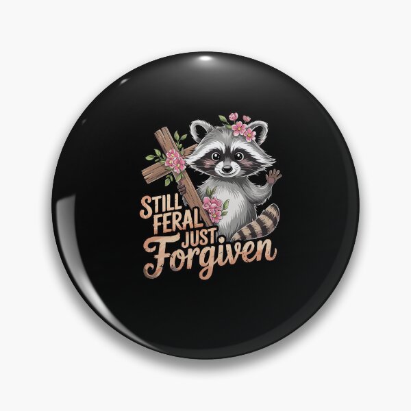 Item preview, Still Feral Just Forgiven Vintage Christian Cross Raccoon designed and sold by Dressed For  Duty.