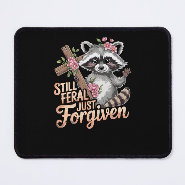 Item preview, Still Feral Just Forgiven Vintage Christian Cross Raccoon designed and sold by Dressed For Duty.