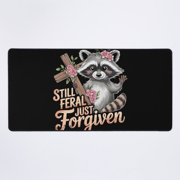 Item preview, Still Feral Just Forgiven Vintage Christian Cross Raccoon designed and sold by Dressed For Duty.