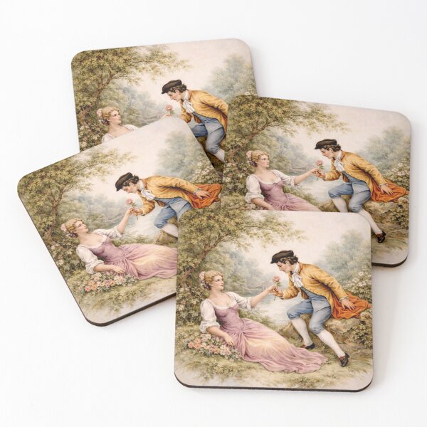 Item preview, Romantic Rococo Art - Riverside Couple Garden Scene designed and sold by Myra365Art.