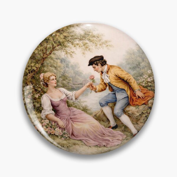 Item preview, Romantic Rococo Art - Riverside Couple Garden Scene designed and sold by Myra365Art.