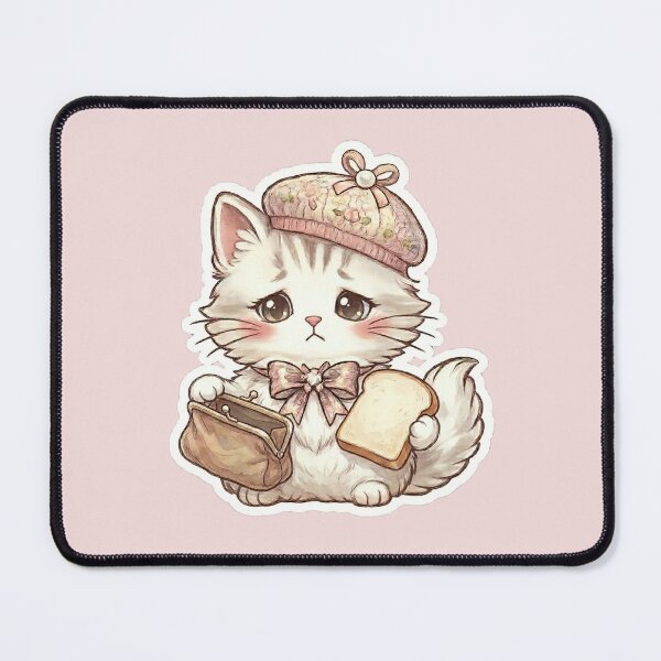 Item preview, Sad Cute Cat with Bread Aesthetic Illustration designed and sold by Serene Whiskers.