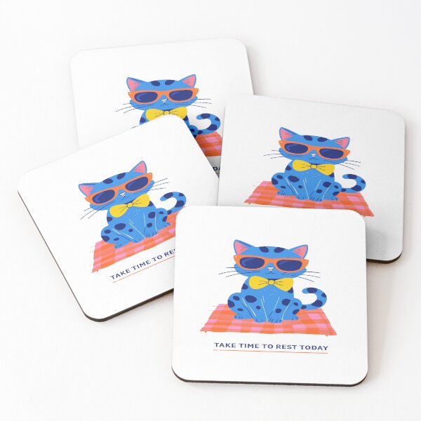 Item preview, Take Time to Rest Today Cute Blue Cat Art | Cozy Self‑Care Illustration designed and sold by Bright Nest Studio.